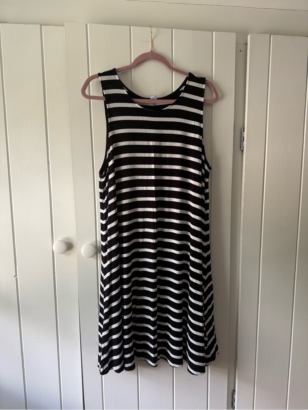 XL. Old Navy Black and White Striped Midi Tank Dress